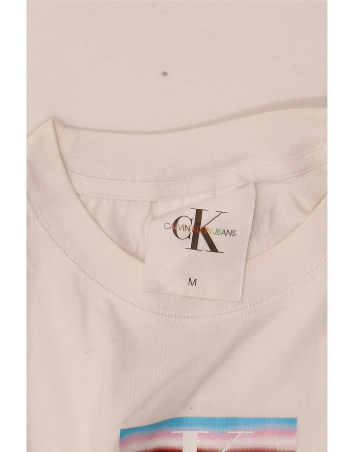 Calvin Klein Crop Graphic Vest Top pentru femei UK 12 Medium White