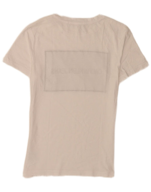 Tricou grafic pentru femei Calvin Klein Jeans Top UK 4 XS Bumbac alb