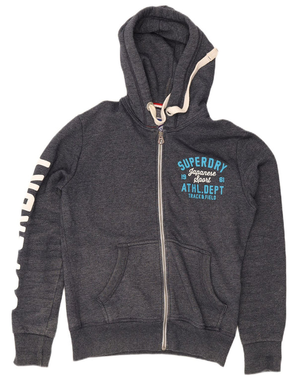 Pulover pentru bărbați Superdry Graphic Zip Hoodie, mare, gri, bumbac