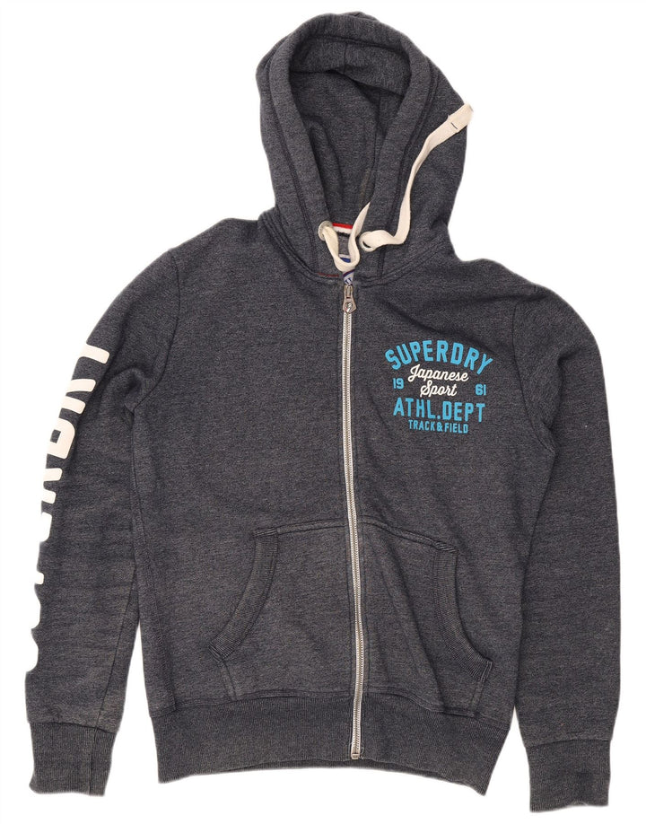 Pulover pentru bărbați Superdry Graphic Zip Hoodie, mare, gri, bumbac