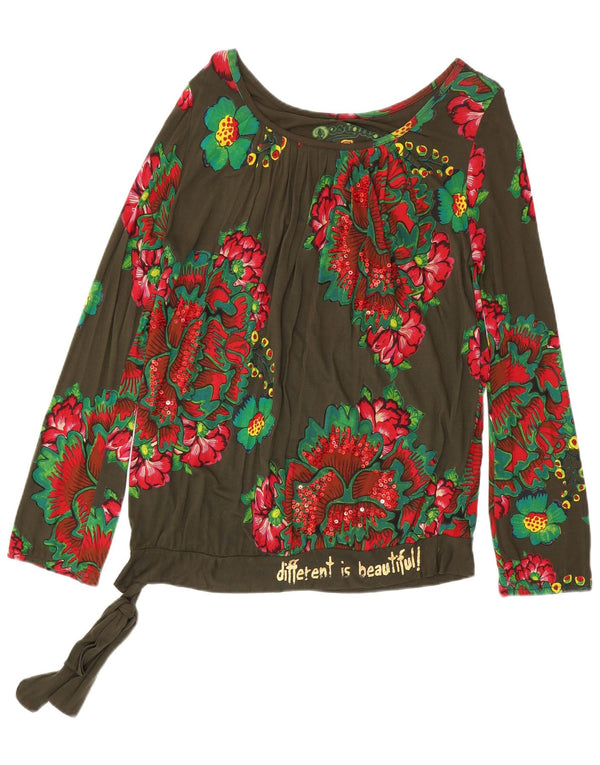 Bluză cu mânecă lungă pentru femei Desigual UK 16 Large Kaki Floral