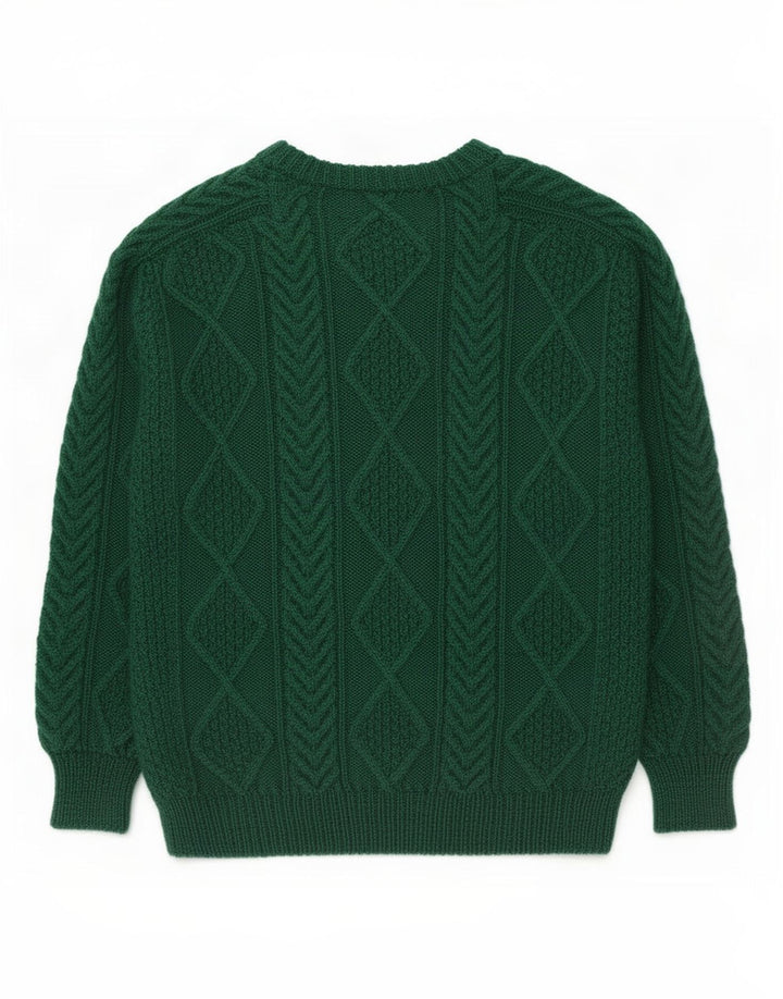 Pulover vintage pentru bărbați cu gâtul turnat verde mediu
