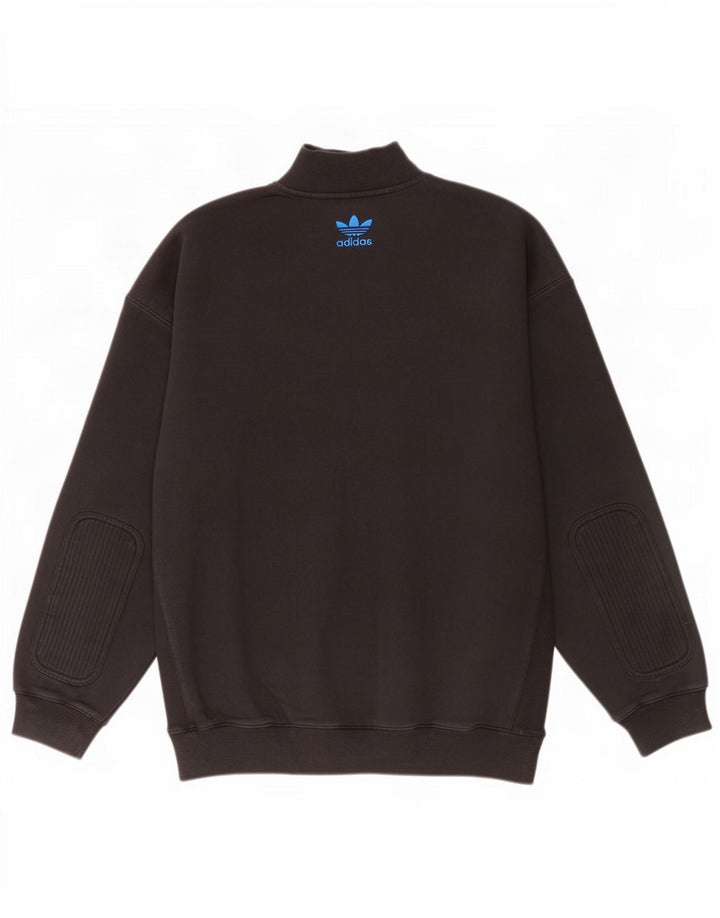 Hanorac pentru bărbați Adidas, cu fermoar și gât, Jumper mare, negru, bumbac