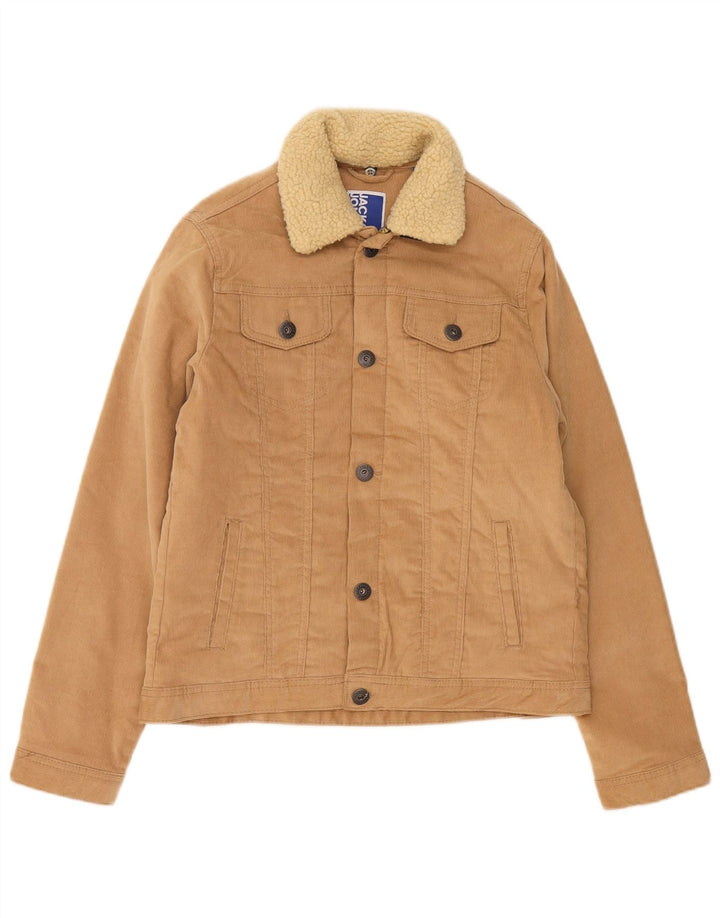 Jachetă Jack & Jones pentru băieți din velur 13-14 ani, bumbac bej