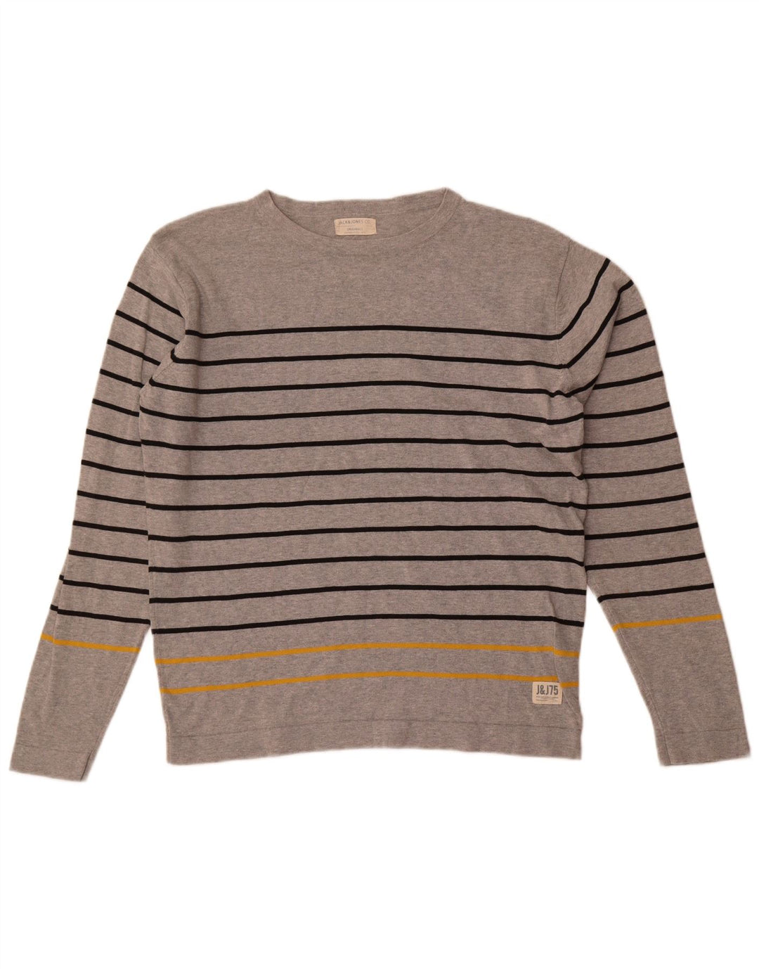 Jack & Jones Top pentru bărbați cu mânecă lungă 2XL, bumbac cu dungi gri