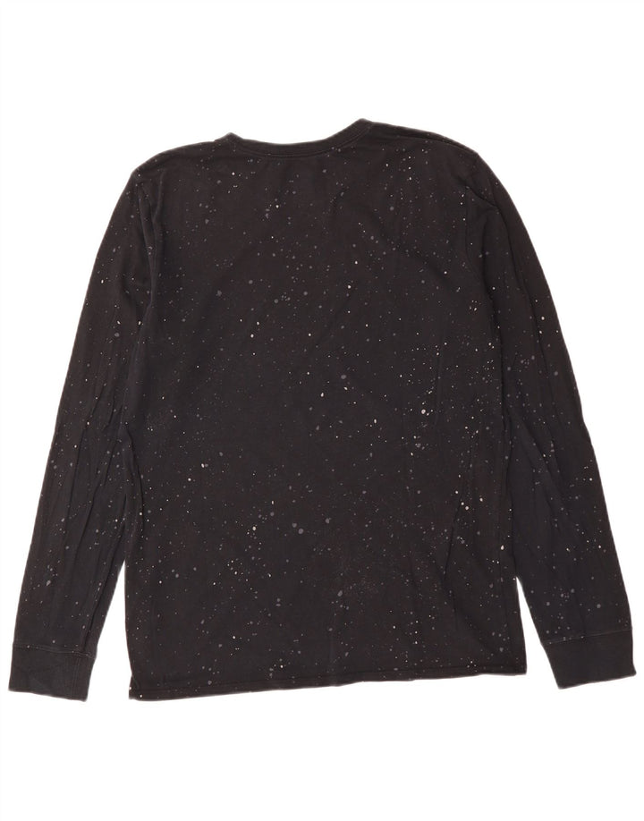 Tricou cu mânecă lungă cu mânecă lungă cu croi atletic Nike pentru bărbați, bumbac cu pete negru mediu