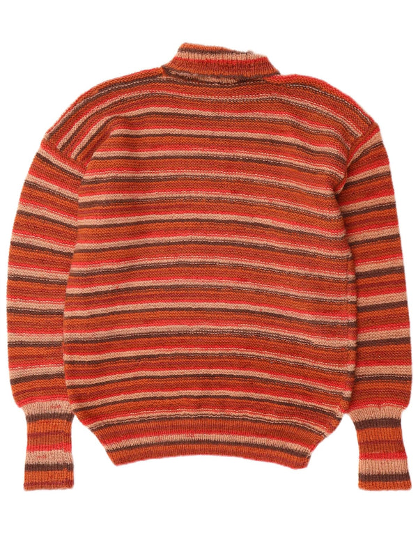 VINTAGE Womens Roll Neck Jumper Sweater UK 16 Large Red Striped