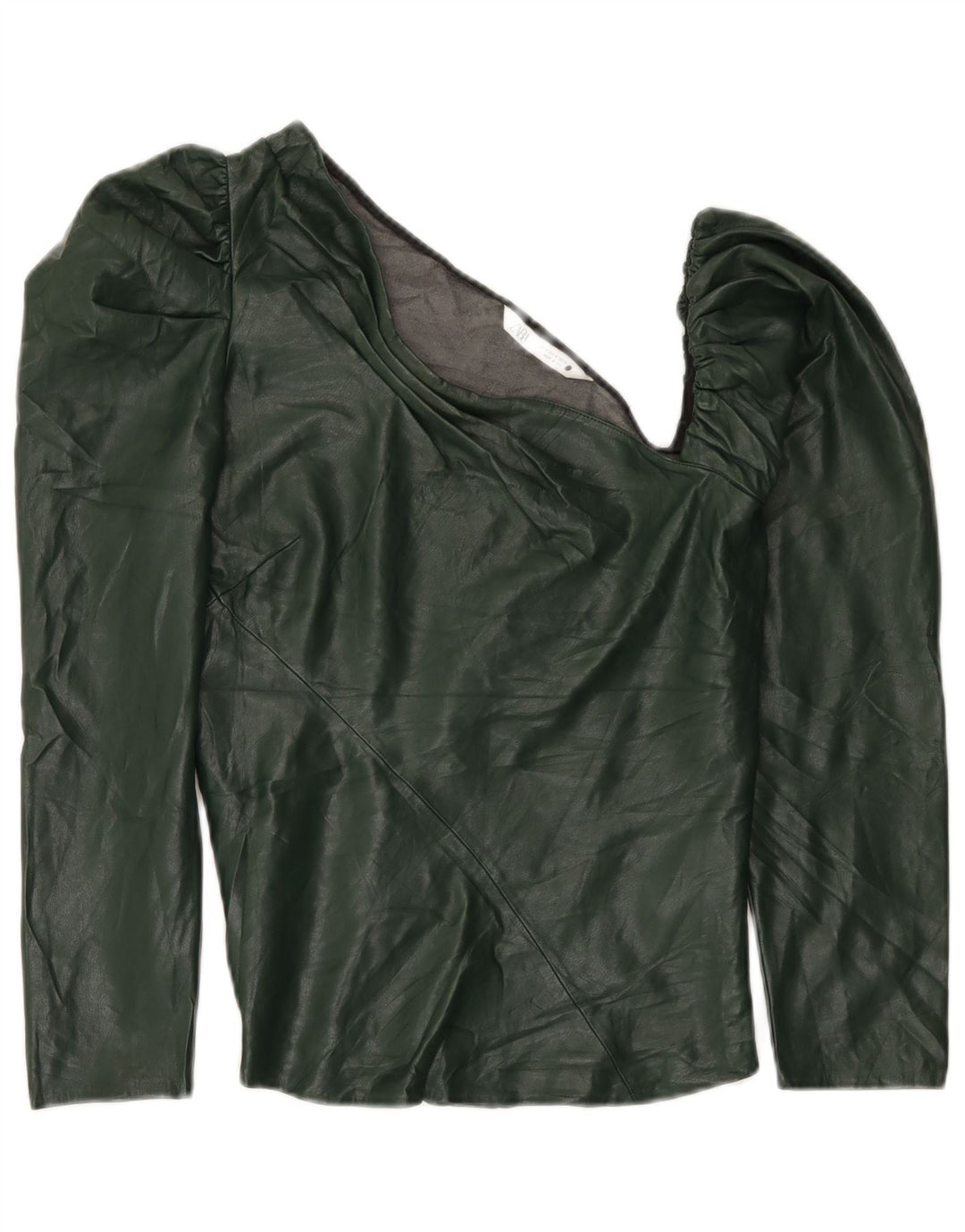 Top cu un umăr din piele artificială Zara pentru femei UK 12 Poliuretan verde mediu