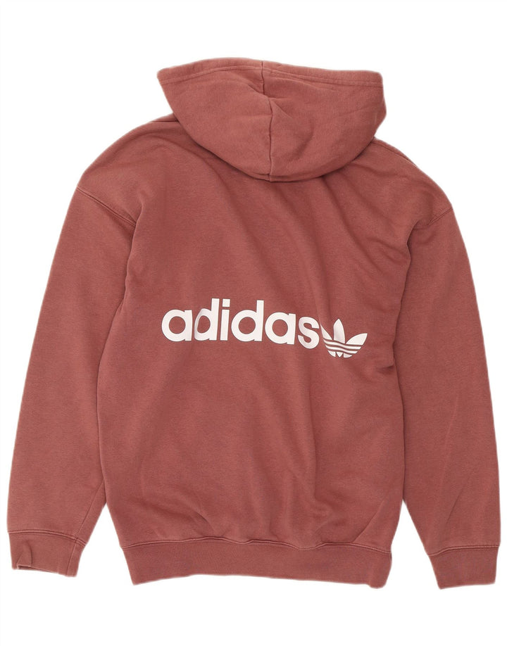ADIDAS Pulover supradimensionat cu glugă cu grafic pentru femei UK 8 mic bumbac roz