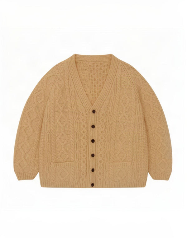 Cardigan Vintage pentru bărbați, bej mediu