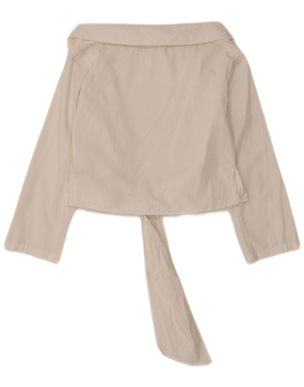 Bluză pentru femei Naracamicie Crop Wrap Shirt UK 14 Medium White Bumbac