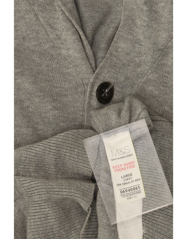 MARKS & SPENCER Pulover Cardigan Blue Harbour pentru bărbați, bumbac mare, gri