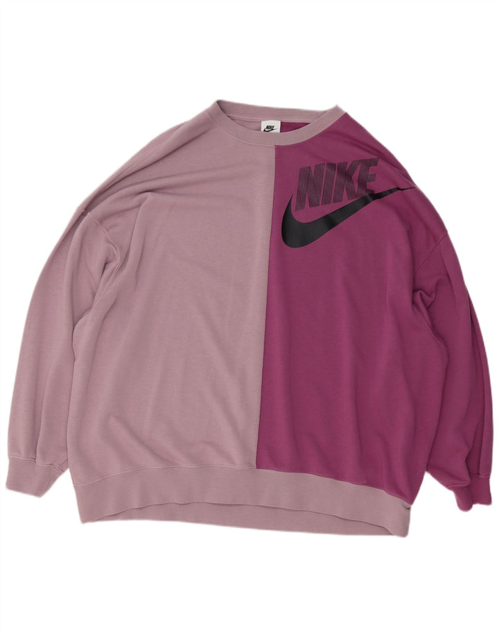 Pulover de hanorac grafic Nike pentru femei UK 14 Roz mediu Colorblock