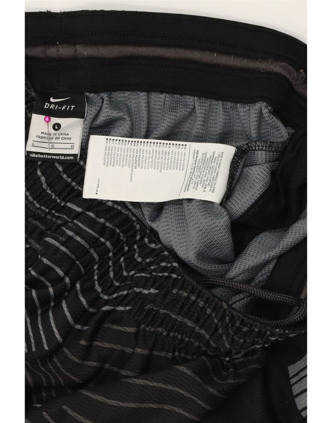 Pantaloni scurți sport NIKE Dri Fit pentru bărbați, mari, negru, geometric, poliester