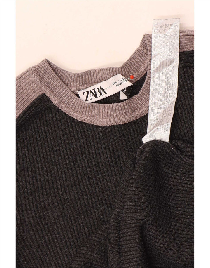 Bluză Crop Top pentru femei Zara UK 12 Gri mediu, viscoză, bloc de culoare