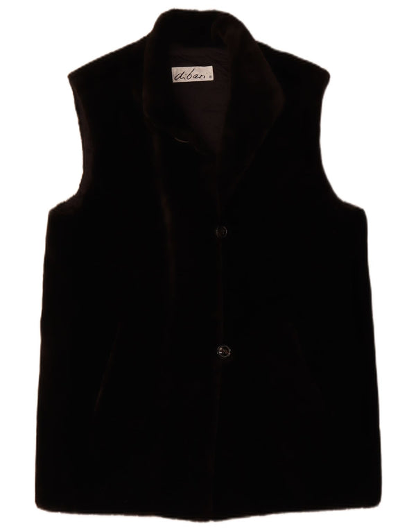 Gilet de damă vintage supradimensionat cu blană artificială EU 38 Maro Mediu Poliacrilic