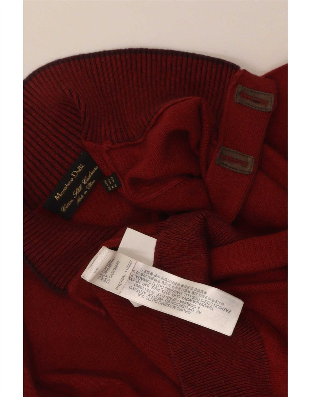 Pulover Massimo Dutti pentru bărbați, cu gât cu nasturi, bumbac maro mediu