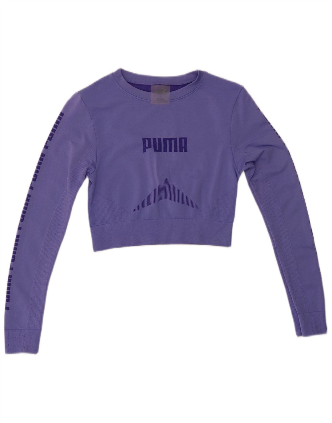 PUMA Crop Graphic Top pentru femei cu mânecă lungă UK 8 Small Purple
