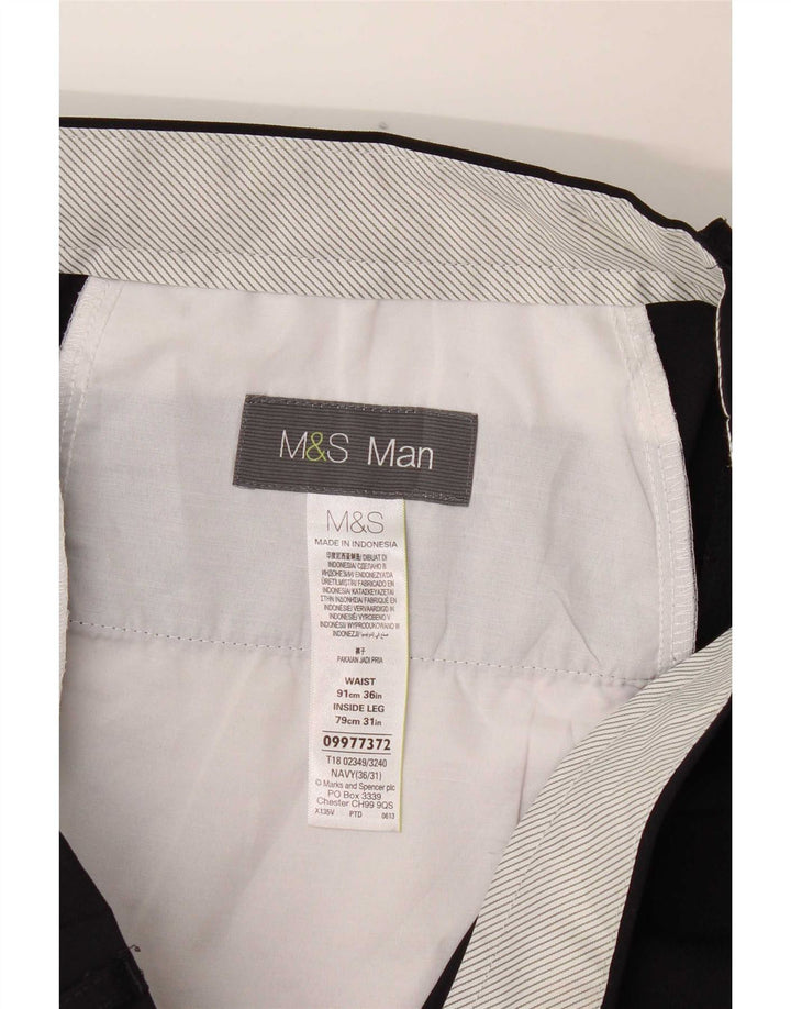 Pantaloni chino drepți pentru bărbați Marks & Spencer W36 L31 poliester bleumarin