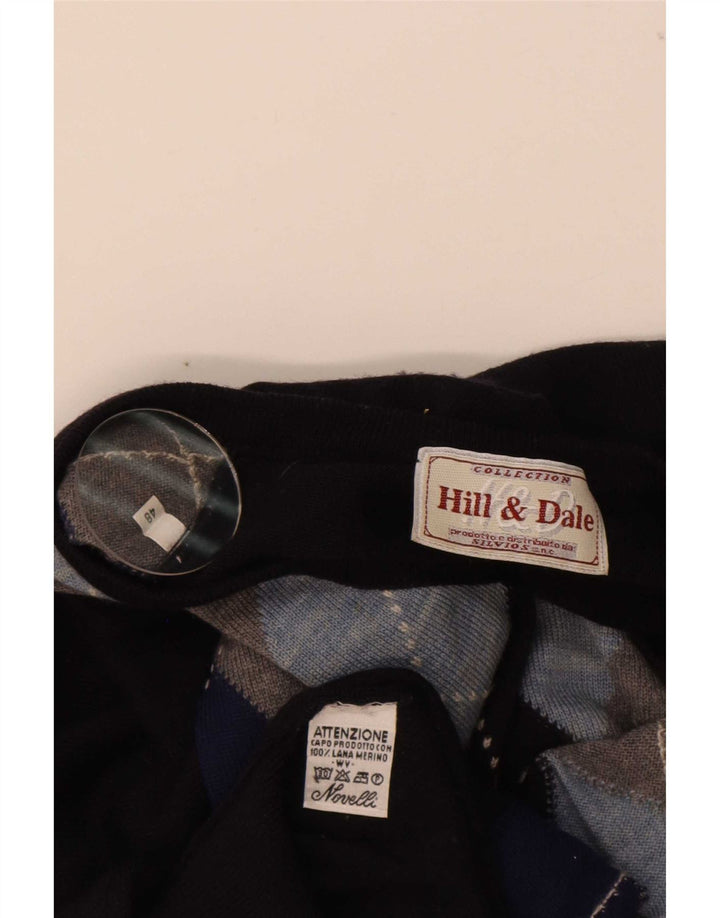 Pulover vintage pentru bărbați cu decolteu în V IT 48 Medium Bleumarin Argyle/Diamond