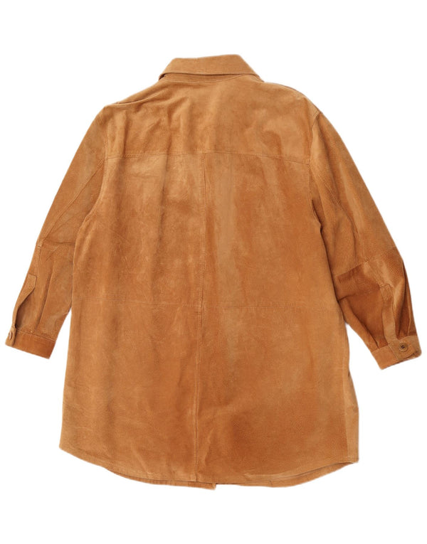 Cămașă Vintage pentru femei Cămașă din piele intoartă UK 18 XL Maro