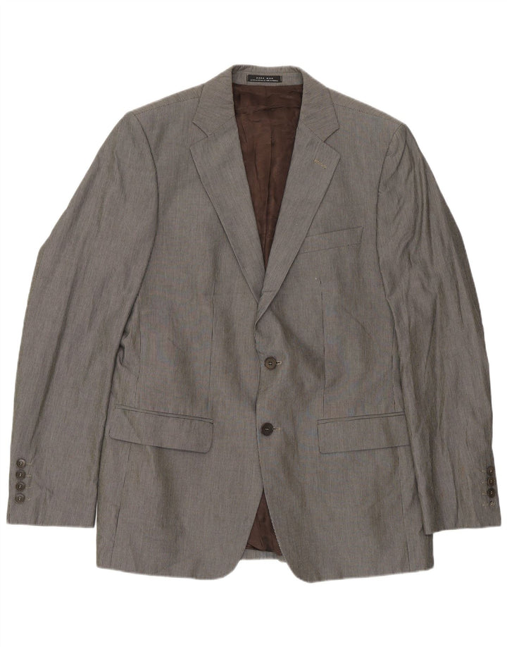 Blazer pentru bărbați Zara cu 2 nasturi EU 52, mare, gri cu dungi
