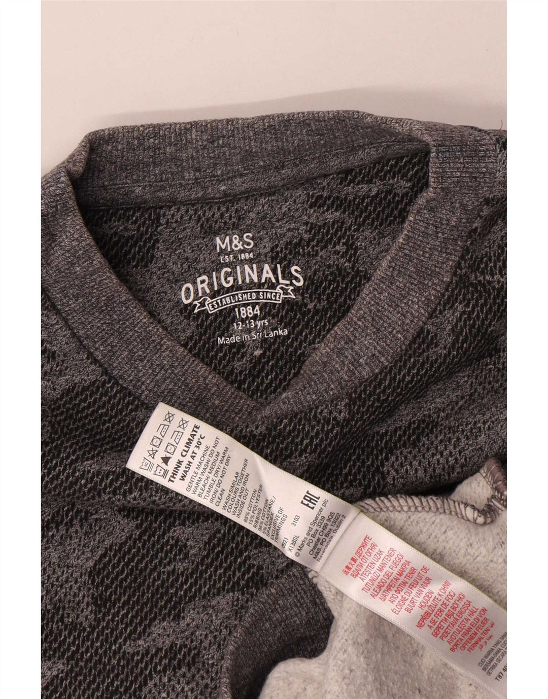 Pulover pentru băieți Marks & Spencer 12-13 ani, bumbac camuflaj gri
