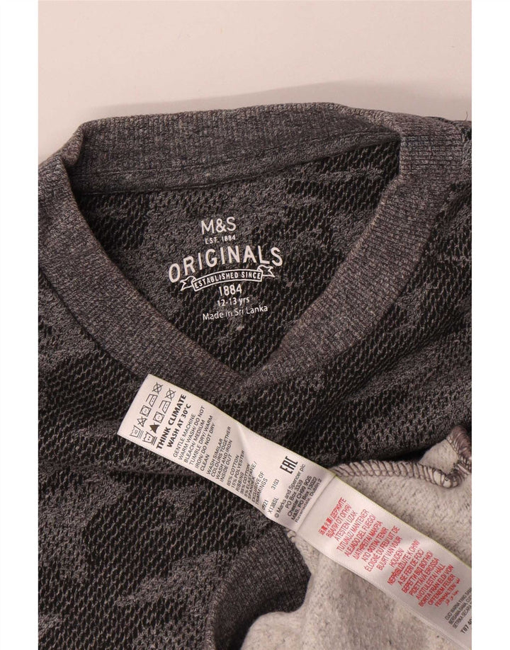 Pulover pentru băieți Marks & Spencer 12-13 ani, bumbac camuflaj gri