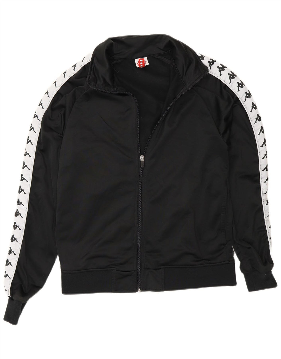 Jachetă de top pentru trening cu grafică Kappa pentru femei UK 10 Small Black Colorblock