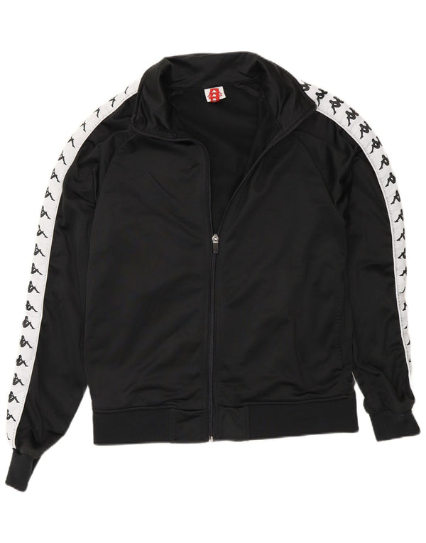 Jachetă de top pentru trening cu grafică Kappa pentru femei UK 10 Small Black Colorblock