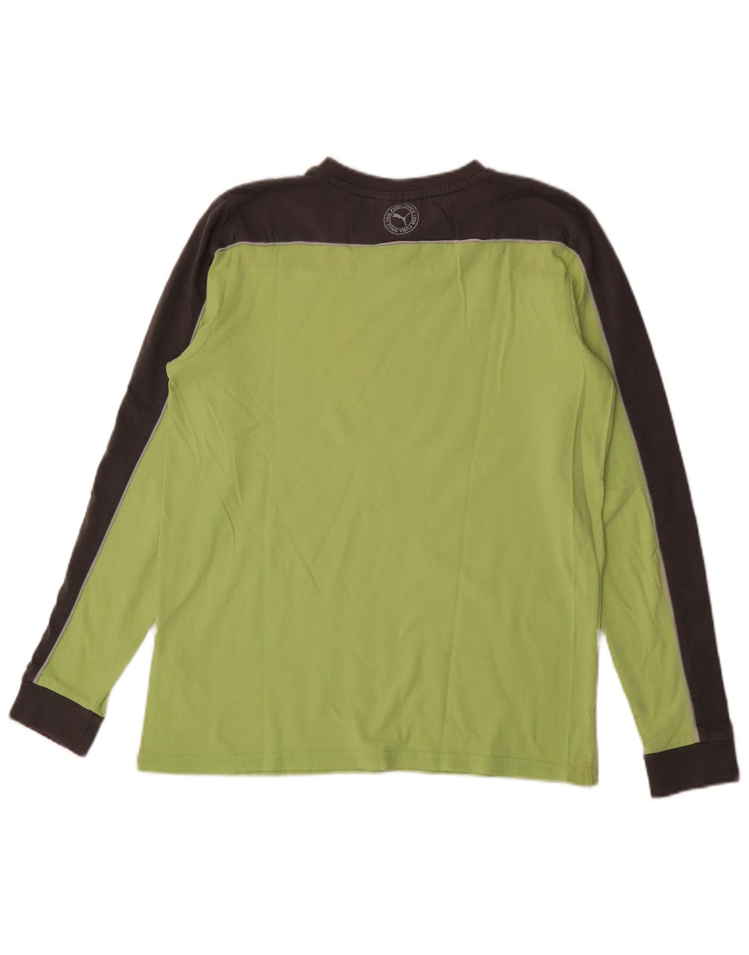 Top pentru bărbați Puma cu mânecă lungă, verde mediu, bumbac color bloc