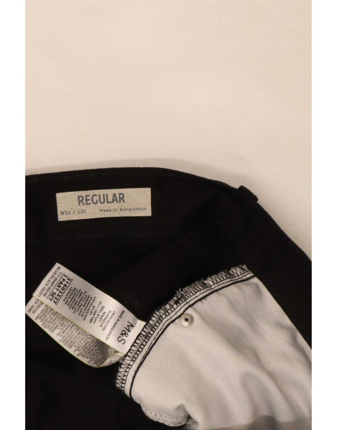 Blugi drepti pentru bărbați Marks & Spencer, cu ajustare normală, L32 L31, bumbac negru