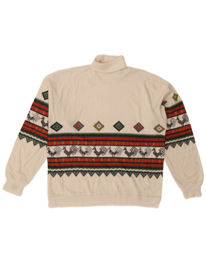Pulover vintage pentru femei cu gât rulat IT 44/46 Medium White Poliacrilic