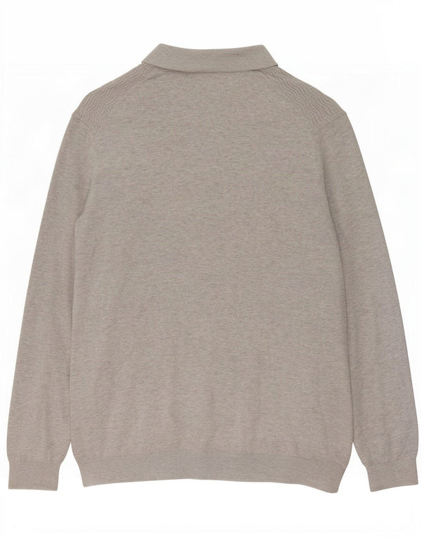 Massimo Dutti Pulover cu gât polo pentru bărbați XL bumbac gri