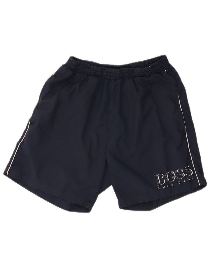 Pantaloni scurți sport grafic pentru bărbați Hugo Boss, poliester mici, albastru
