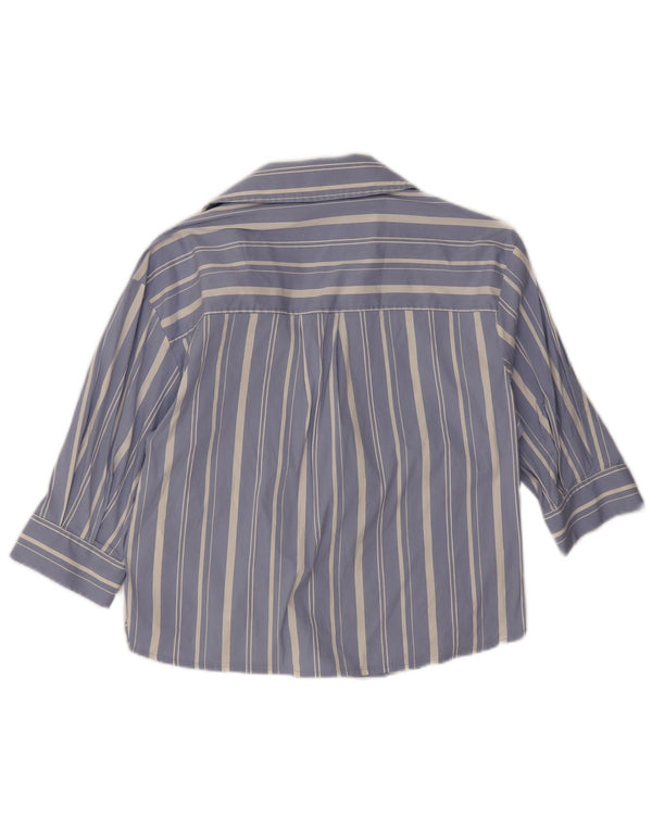 Bluză cămașă supradimensionată pentru femei Woolrich, cu mâneci 3/4, UK 10, cu dungi mici, albastre