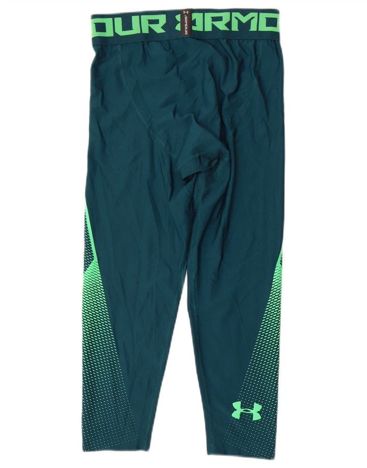 Leggings capri cu grafică Under Armour pentru bărbați, verde mediu, geometric