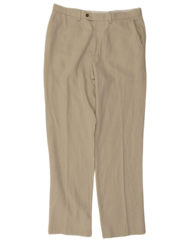 Pantaloni de costum pentru bărbați Marks & Spencer, cu tăiere obișnuită, L34 L33, in bej