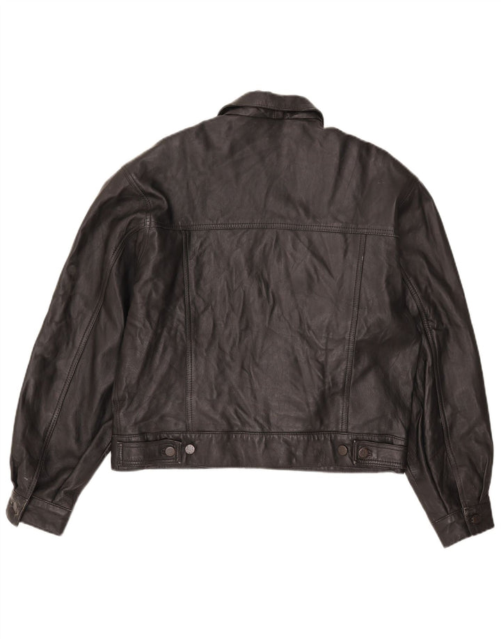 Jachetă Bomber din piele vintage pentru bărbați UK 36 Small Black