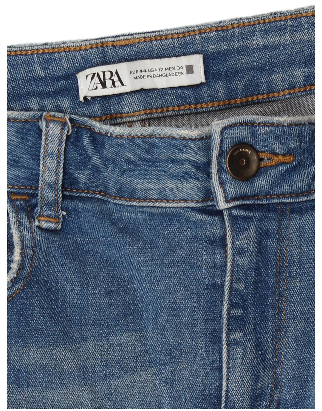 Blugi slim de damă Zara EU 44 XL W34 L27 Albastru