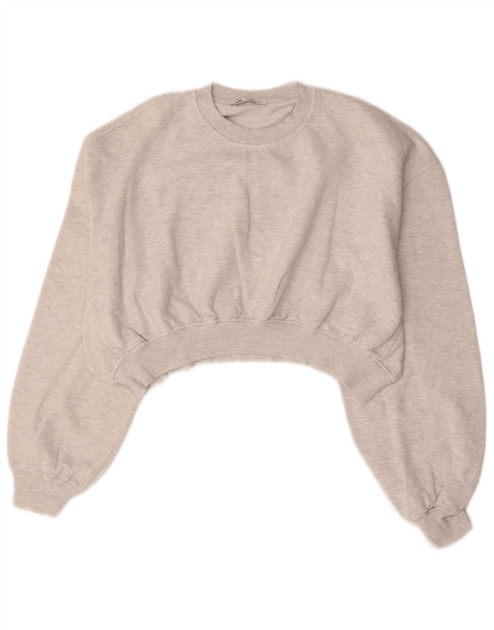 Pulover oversize Crop pentru femei Zara UK 14 Gri mediu