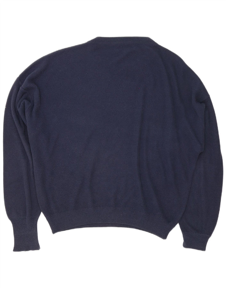 Pulover vintage pentru bărbați, cu gât de barcă, XL bleumarin