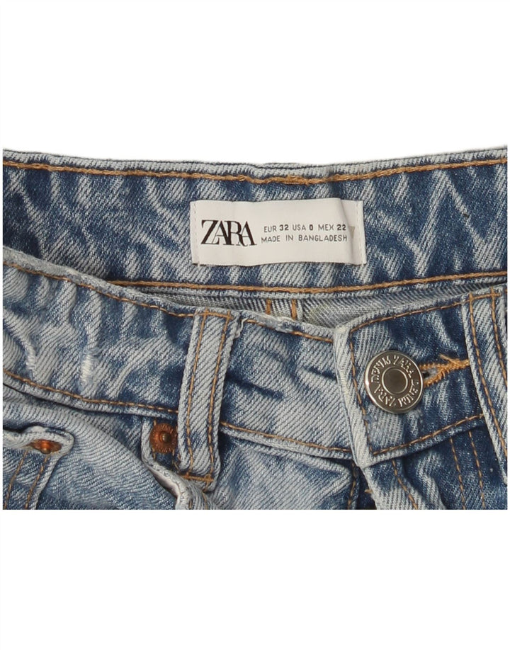 Pantaloni scurți din denim învechit pentru femei ZARA US 0 XS W22 Albastru