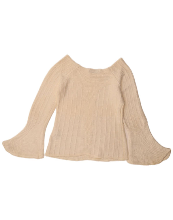 Pulover pentru damă Zara, cu gât de barcă, mare, bumbac alb catifelat