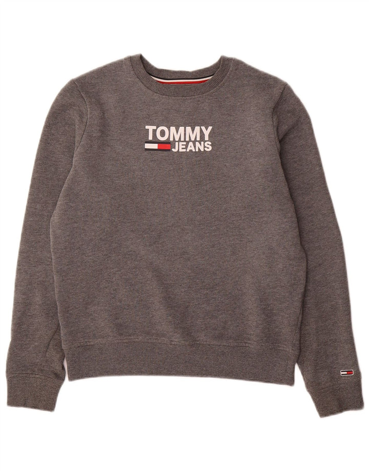 TOMMY HILFIGER Pulover cu grafic supradimensionat pentru femei UK 6 XS Gri