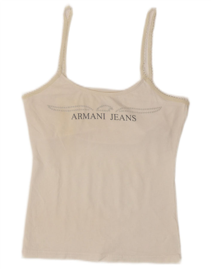 Armani Jeans Crop Crop Cami Top pentru femei UK 8 Small White