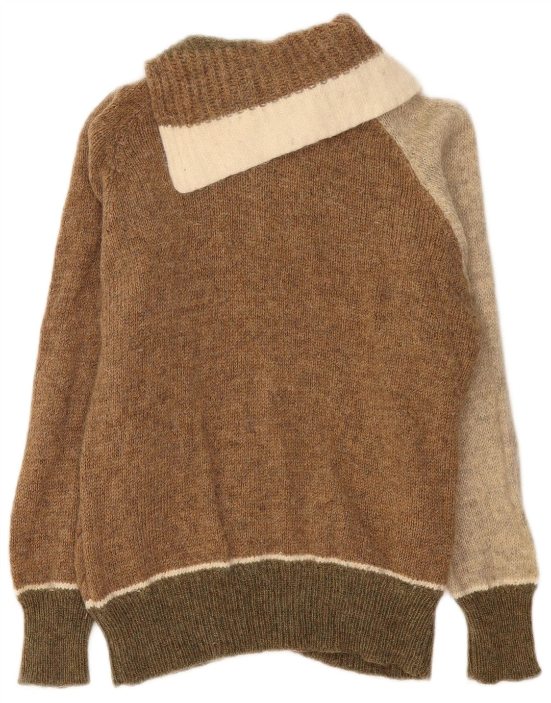VINTAGE Pulover cu gât șal pentru femei UK 12 Medium Multicolor