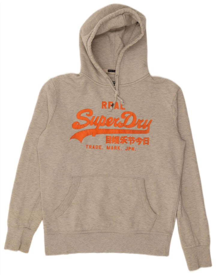 Pulover cu glugă grafic Superdry pentru bărbați, bumbac, gri mediu