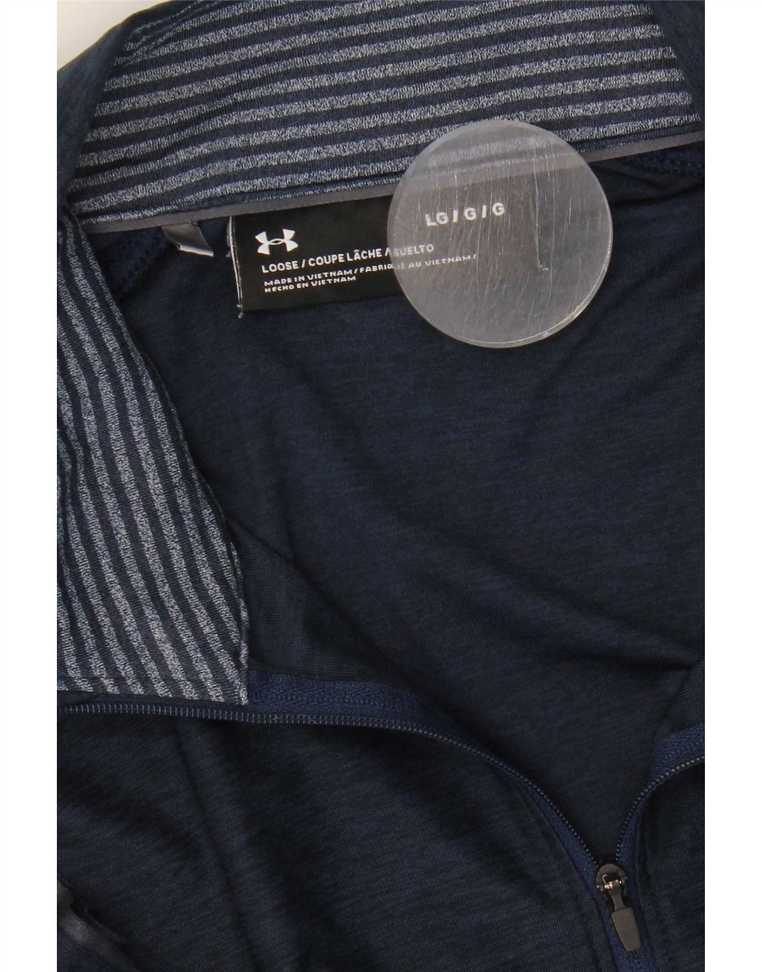 Top de trening Under Armour pentru bărbați, cu fermoar, cu gât, mare, bleumarin, pete