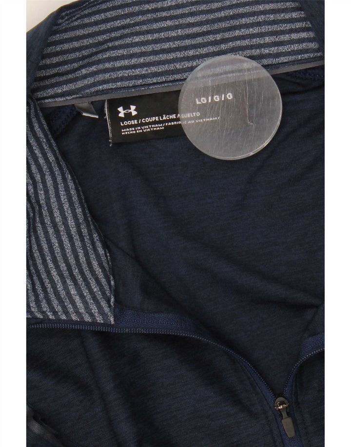 Top de trening Under Armour pentru bărbați, cu fermoar, cu gât, mare, bleumarin, pete